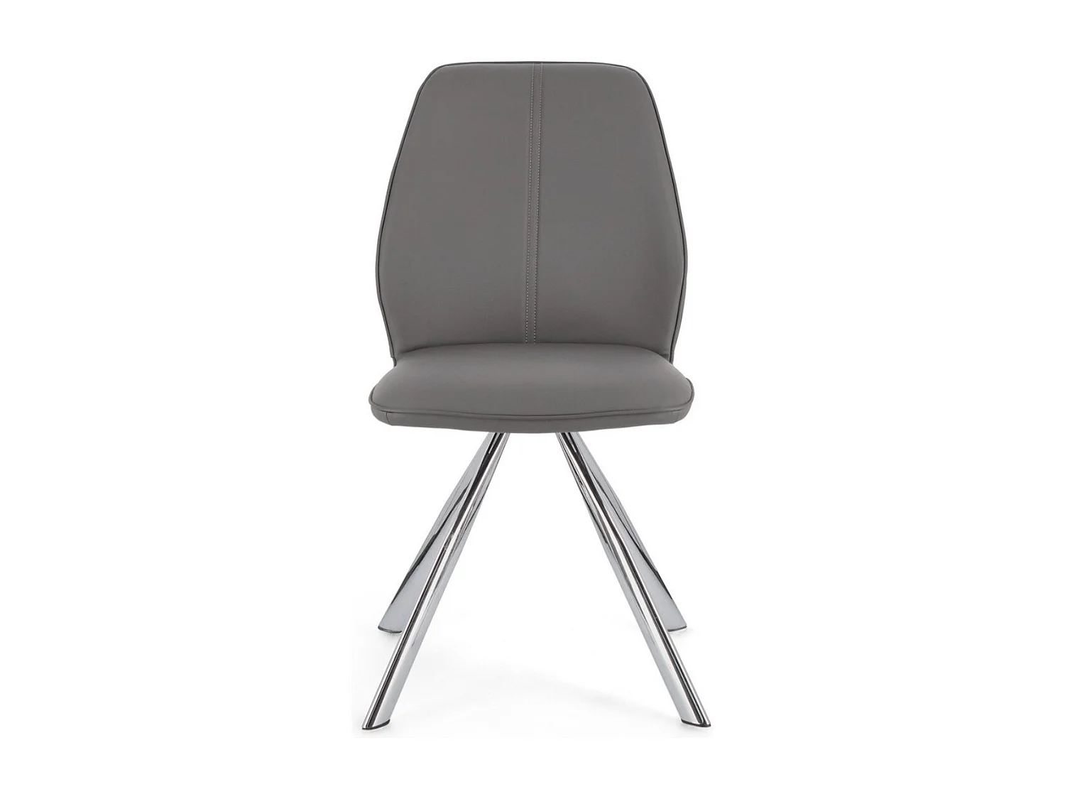 Set van 4 moderne stoelen in imitatieleer met verchroomde stalen poten - model Axelle-Kleur Grijs