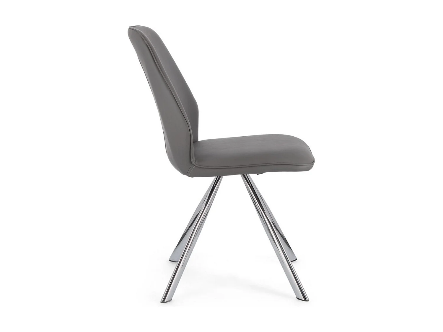 Set van 4 moderne stoelen in imitatieleer met verchroomde stalen poten - model Axelle-Kleur Grijs