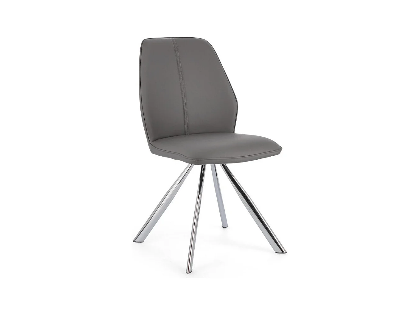 Lot de 4 chaises modernes en simili cuir et pieds acier chromé - Modèle Axelle-Gris