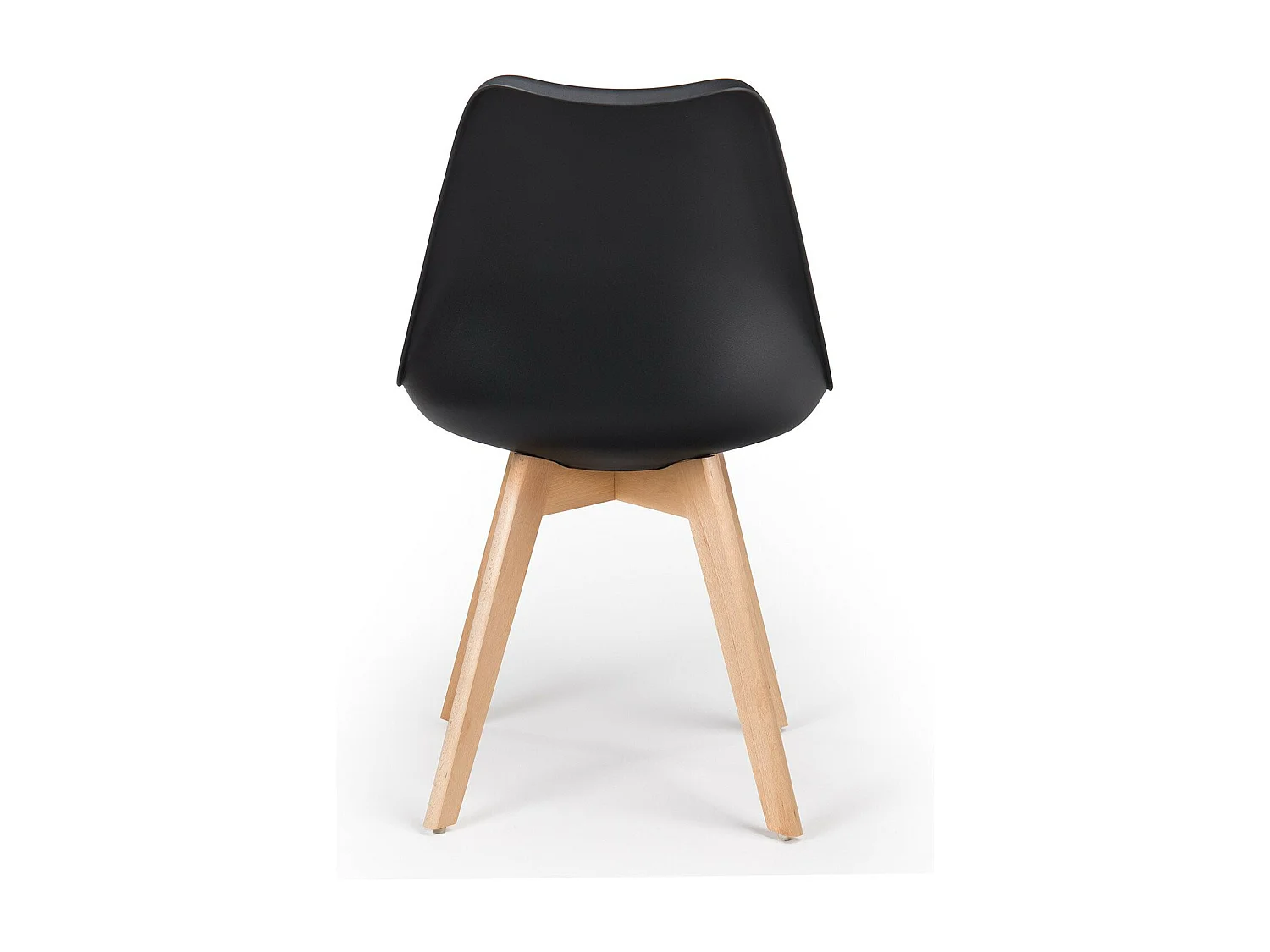 Silla Tula de estilo nórdico - Asiento de piel sintética y patas de madera clara-Color Negro