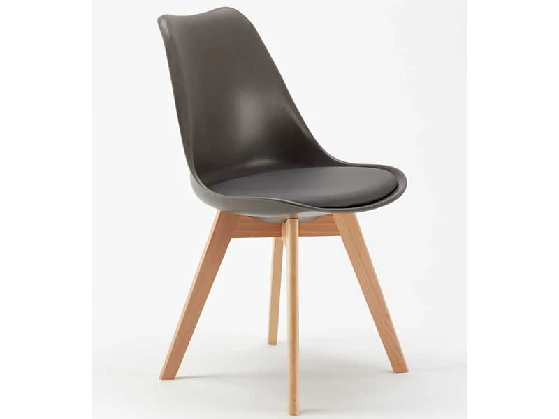 Chaise naturel et gris avec coussin simili cuir Anko - Lot de 2