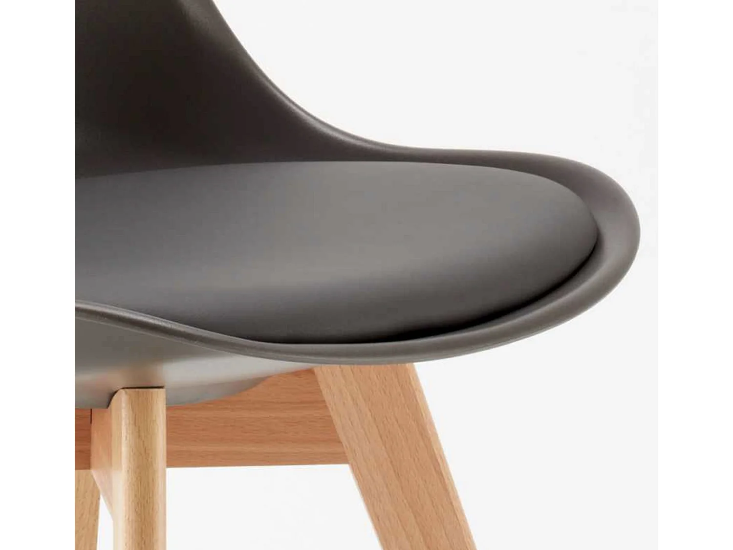 Chaise naturel et gris avec coussin simili cuir Anko - Lot de 2