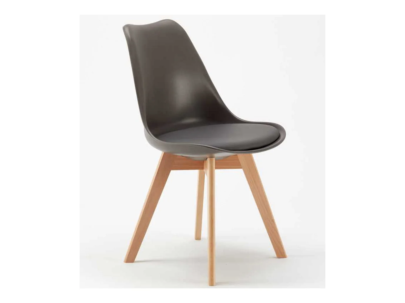 Chaise naturel et gris avec coussin simili cuir Anko - Lot de 2