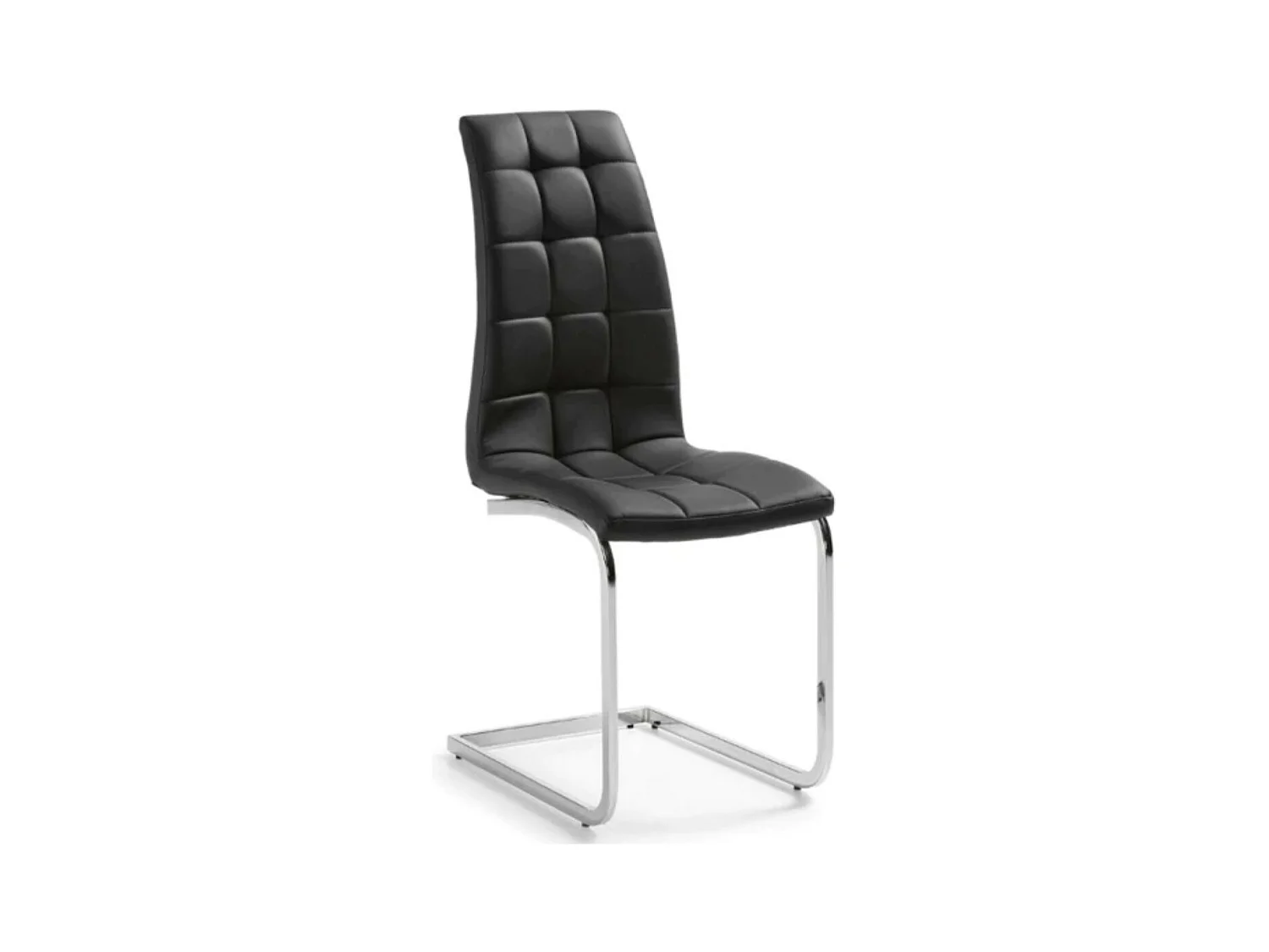 Chaise design simili cuir et pieds chromé Daizy - Lot de 6-Couleur Noir