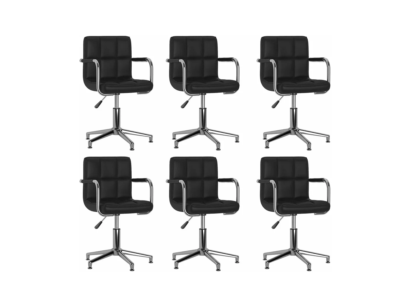 Chaises pivotantes à manger lot de 6 noir similicuir