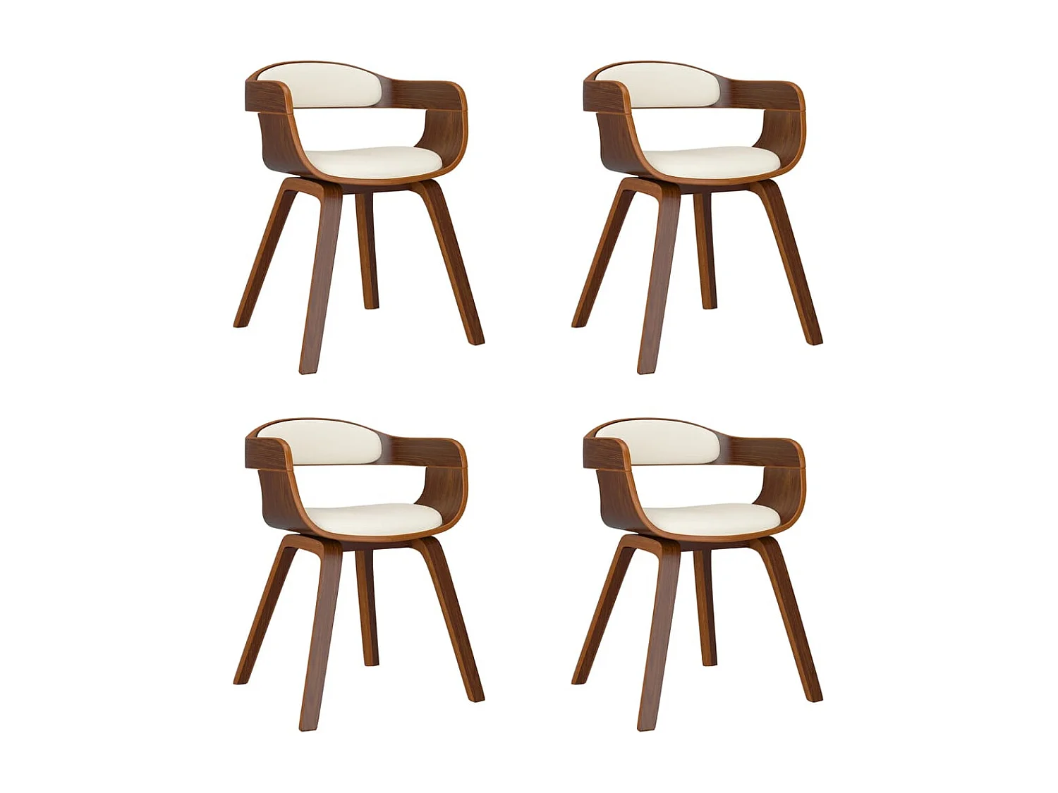 Chaises à manger lot de 4 crème similicuir et bois courbé