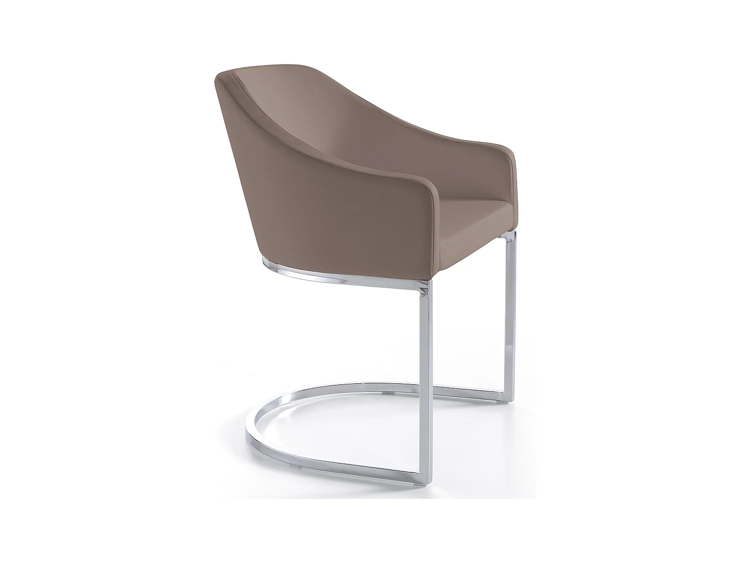 Arka design fauteuil in taupe kunstleer en roestvrijstalen poten - Set van 2