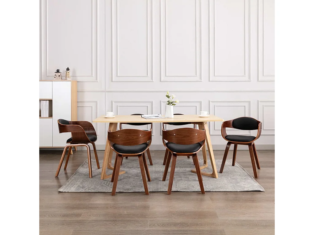 Sedie da Pranzo 6 pz in Legno Piegato e Similpelle