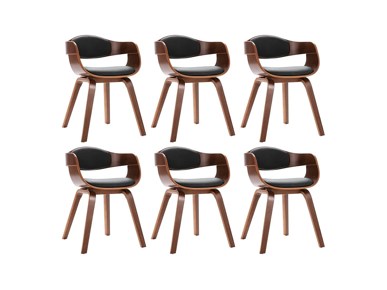 Chaises à manger lot de 6 bois courbé et similicuir
