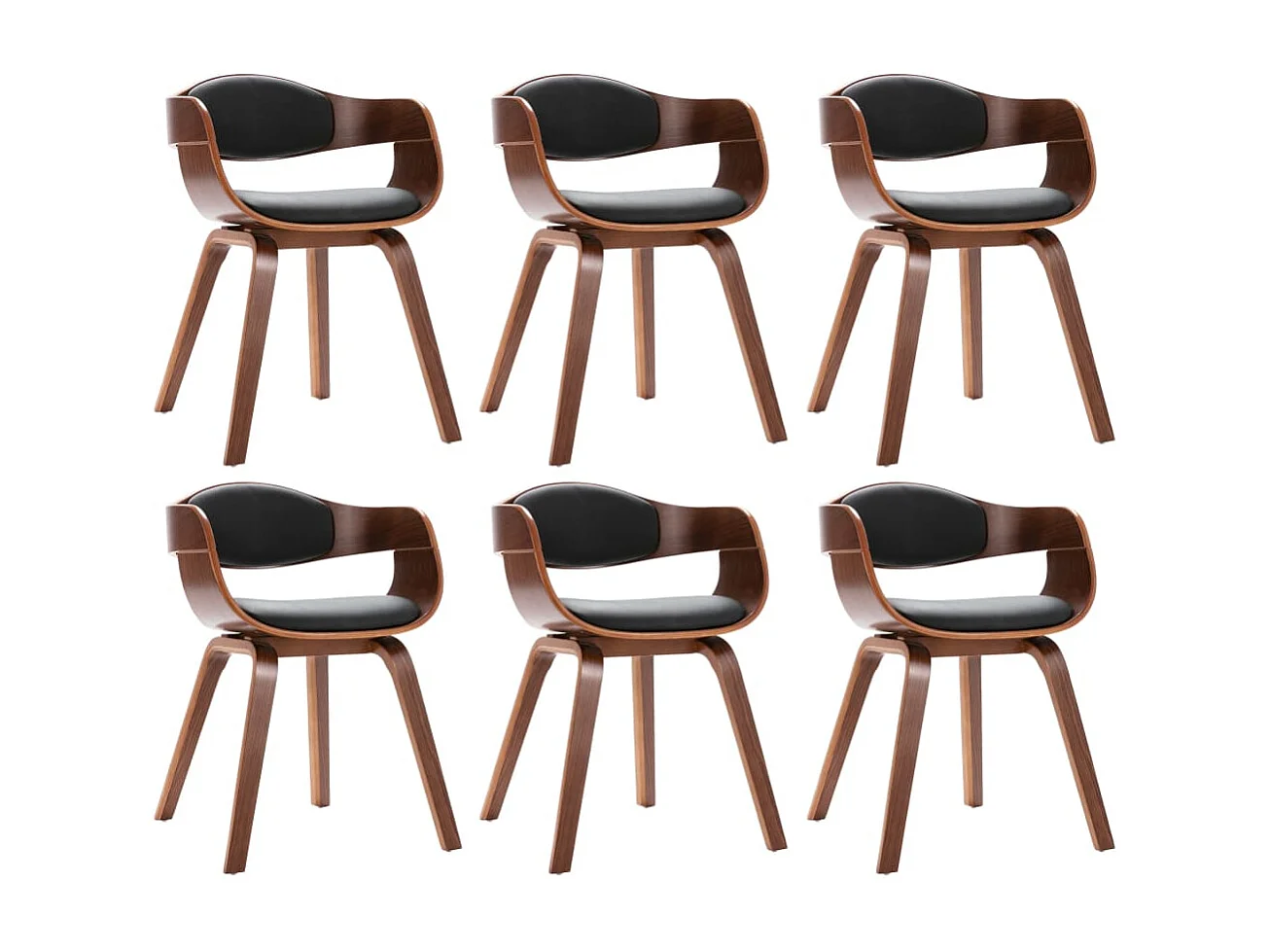 Chaises à manger lot de 6 bois courbé et similicuir