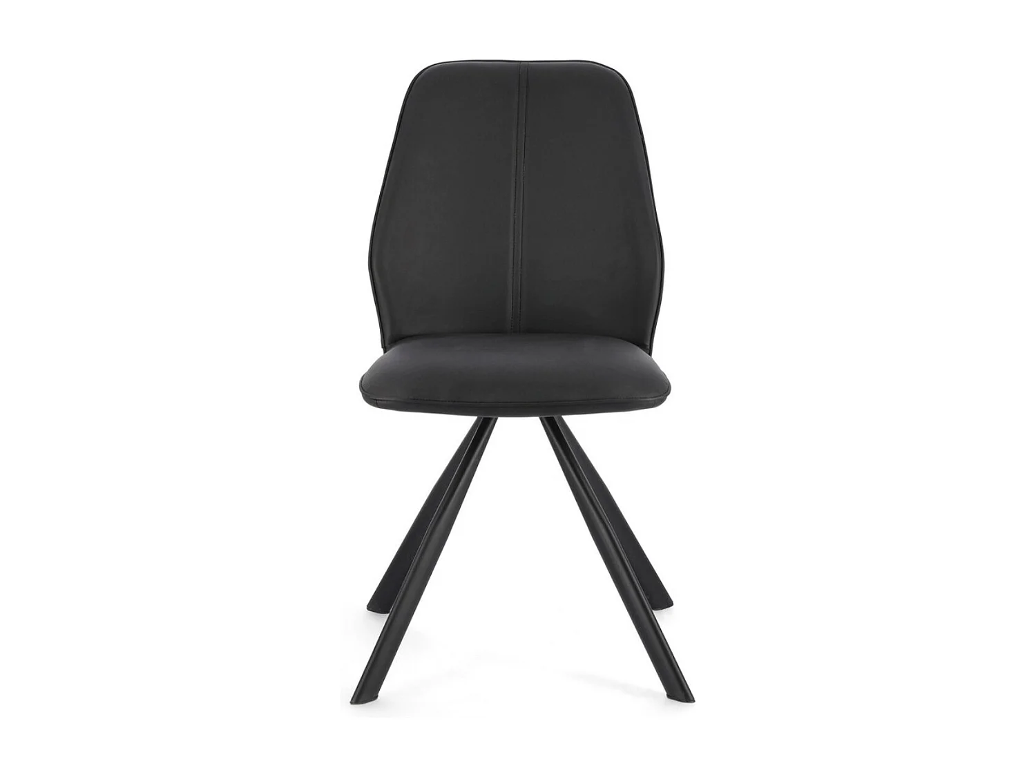 Lot de 4 chaises modernes en simili cuir et pieds acier chromé - Modèle Axelle-Noir