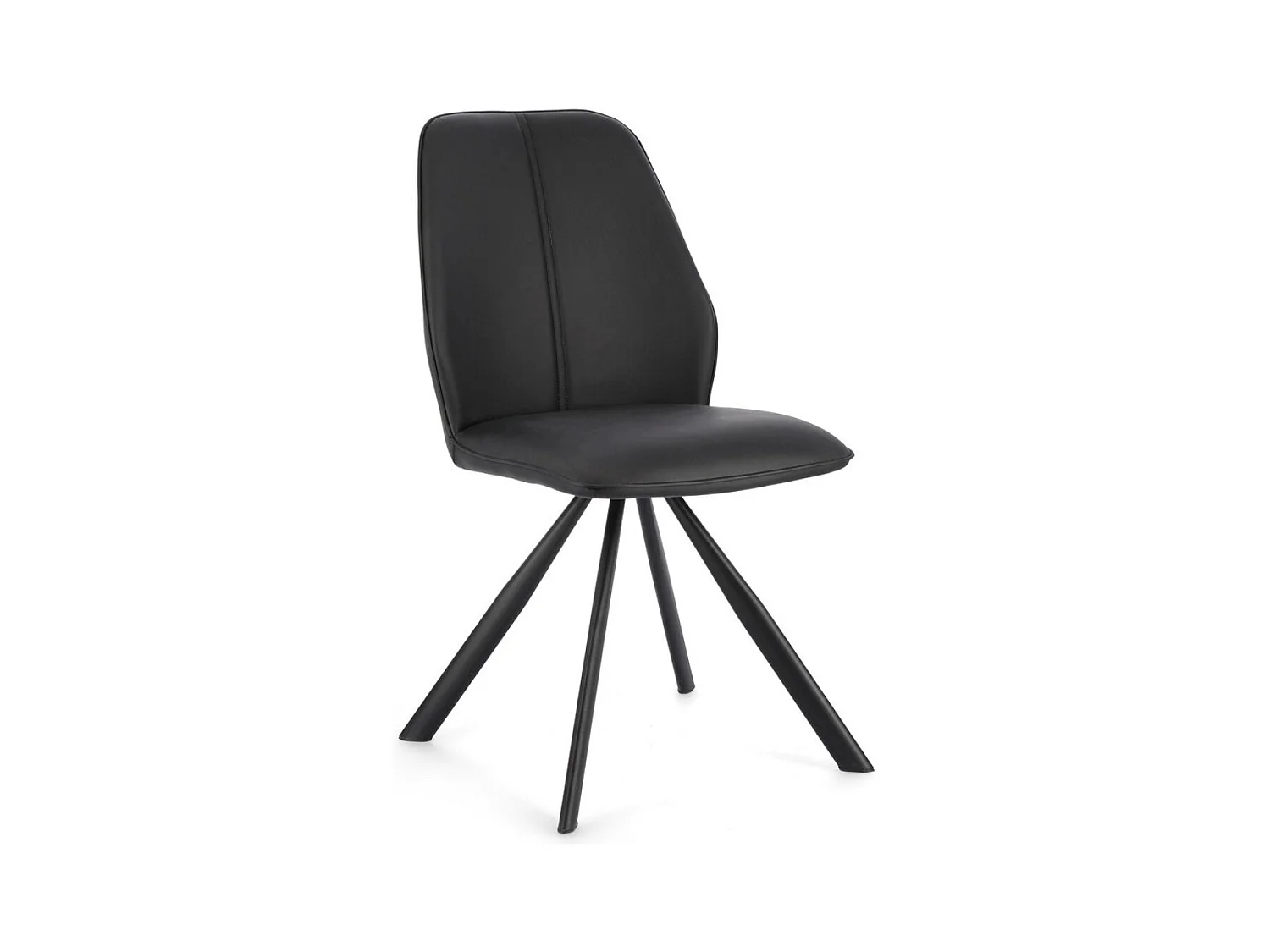 Lot de 4 chaises modernes en simili cuir et pieds acier chromé - Modèle Axelle-Noir