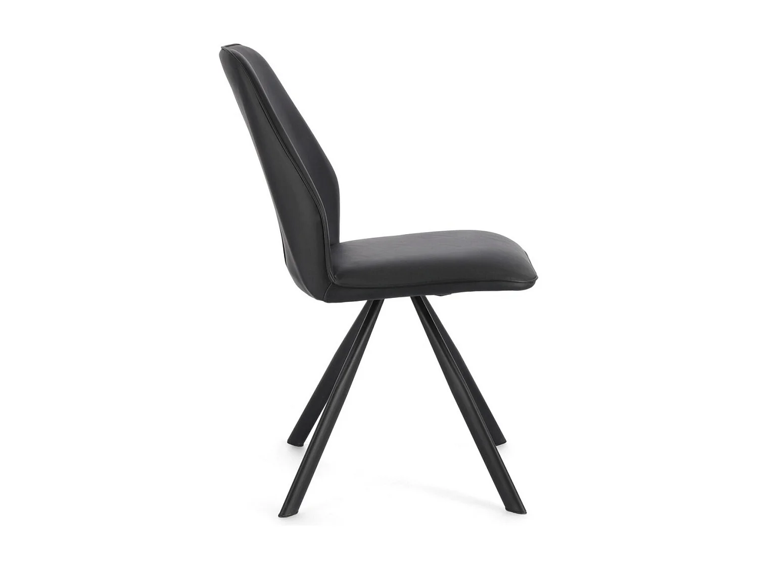 Lot de 4 chaises modernes en simili cuir et pieds acier chromé - Modèle Axelle-Noir
