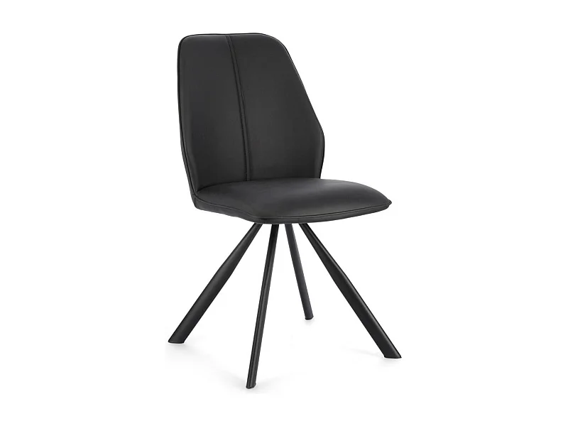 Lot de 4 chaises modernes en simili cuir et pieds acier chromé - Modèle Axelle-Noir