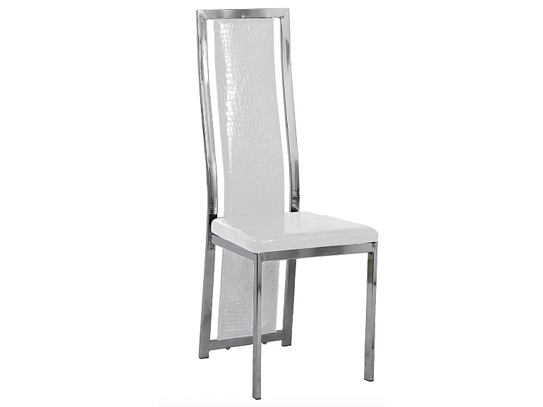 Chaise design simili cuir effet croco et acier chromé Milana - Lot de 6-Couleur Noir