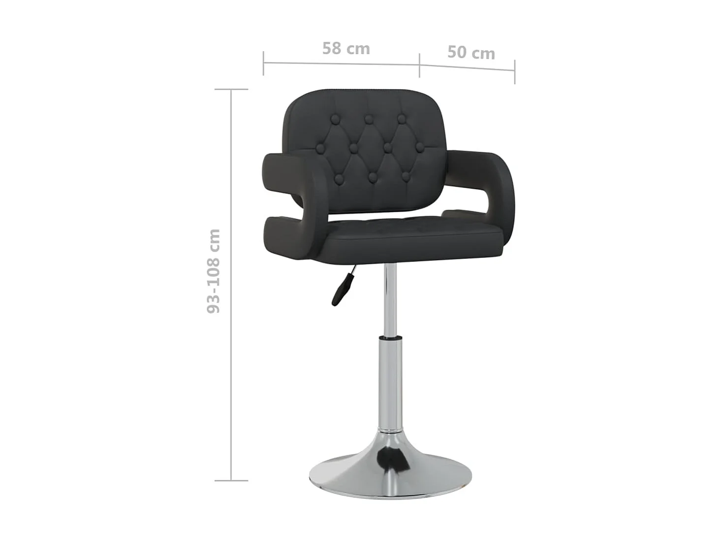 Chaises pivotantes de salle à manger 2 pcs Noir Similicuir 11