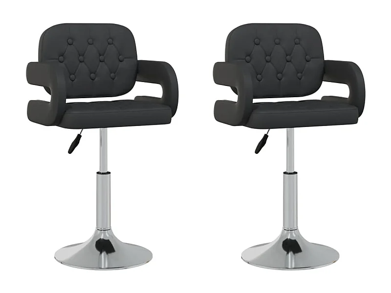 Chaises pivotantes de salle à manger 2 pcs Noir Similicuir 11
