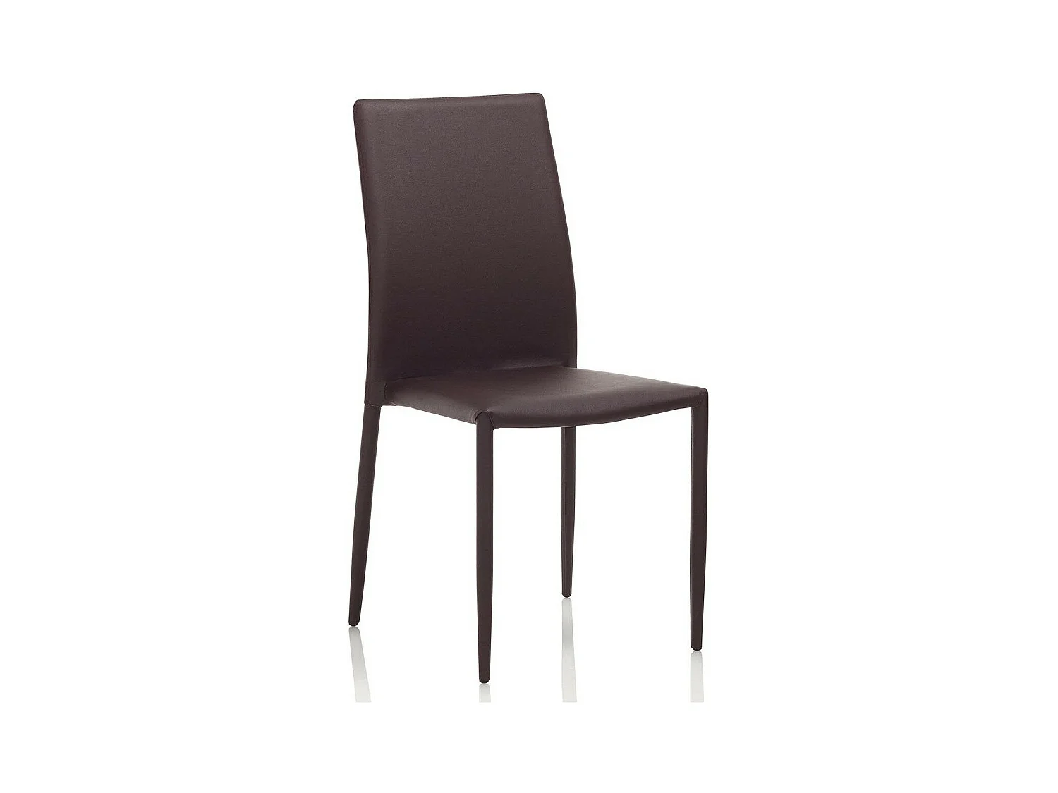 Chaise simili cuir marron et pieds métal gris Danan - Lot de 4