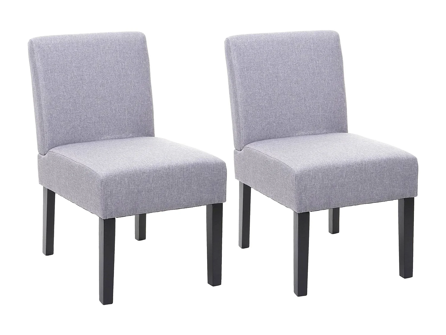 Lot de 2 chaises à manger en tissu gris clair pieds en bois design simple siège extra long 04_0000394