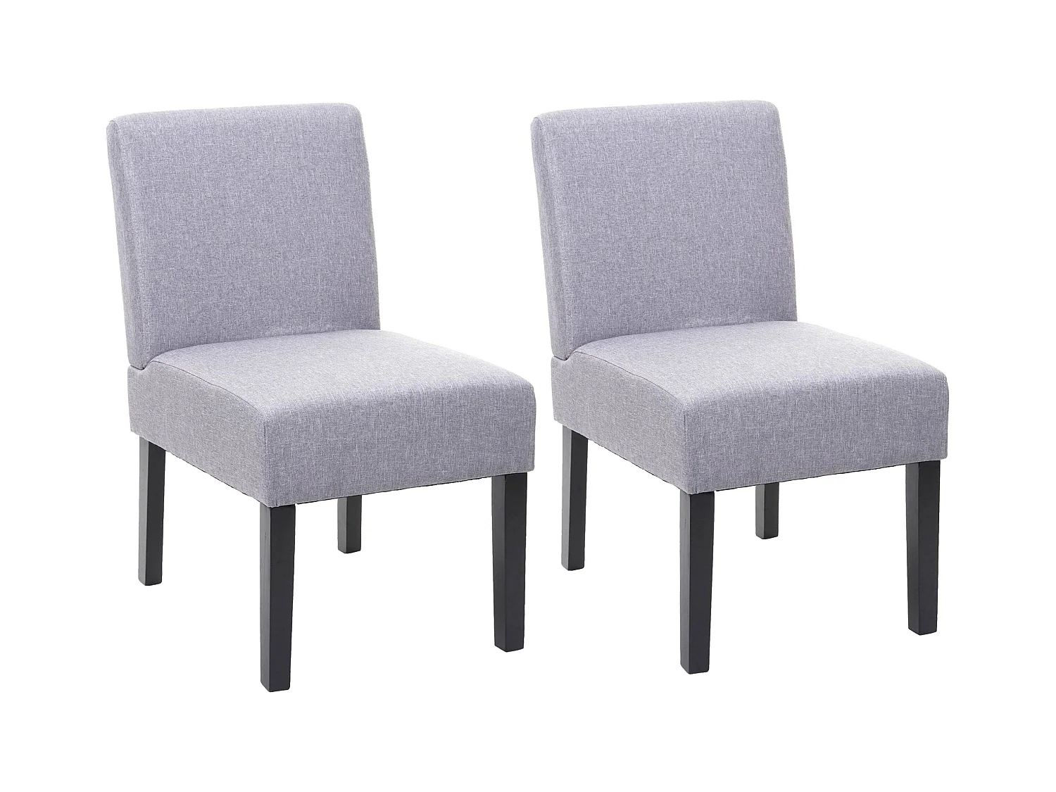 Lot de 2 chaises à manger en tissu gris clair pieds en bois design simple siège extra long 04_0000394