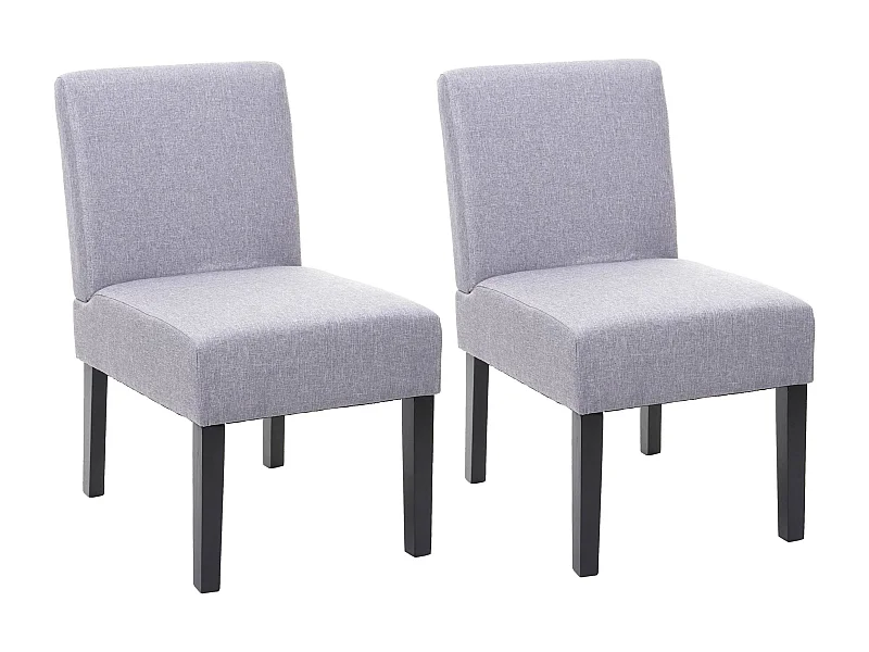 Lot de 2 chaises à manger en tissu gris clair pieds en bois design simple siège extra long 04_0000394