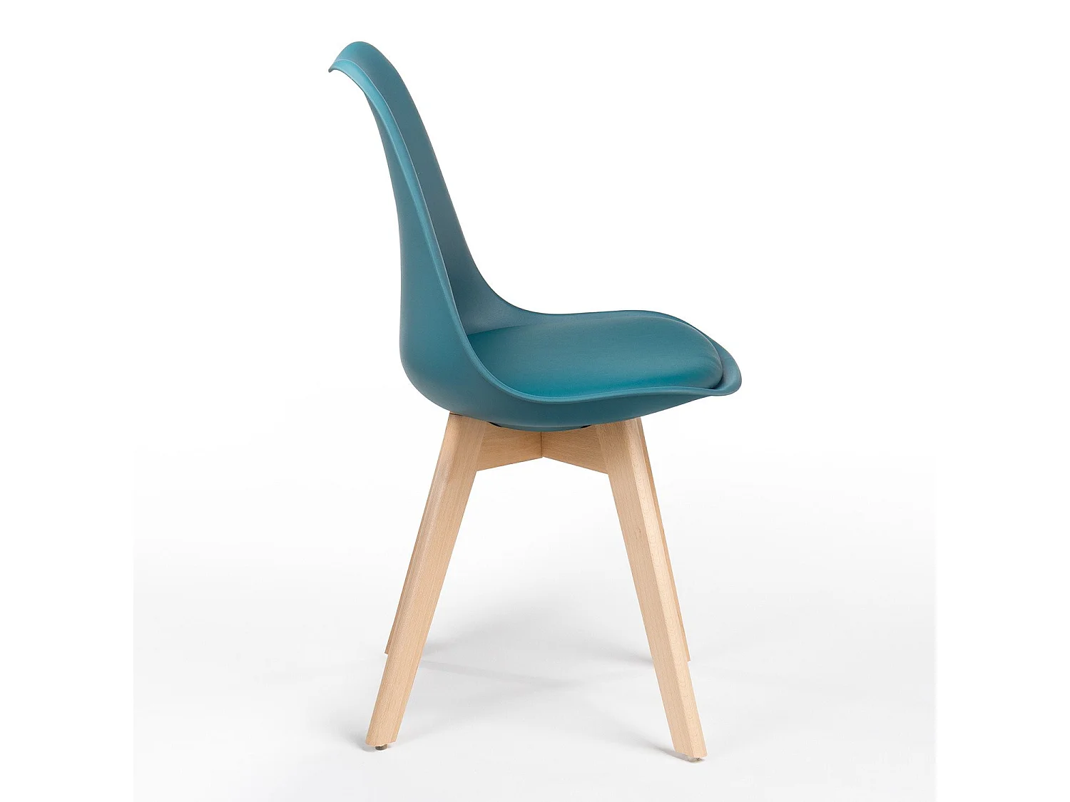 Chaise Tula style nordique - Assise en simili cuir et pieds en bois clair-Couleur Bleu canard
