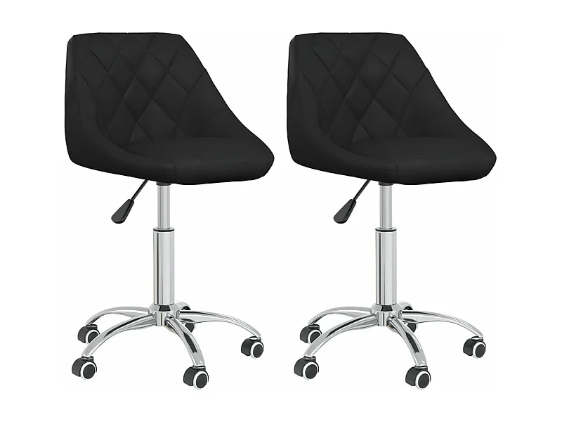Chaises pivotantes de salle à manger 2 pcs Noir Similicuir 3