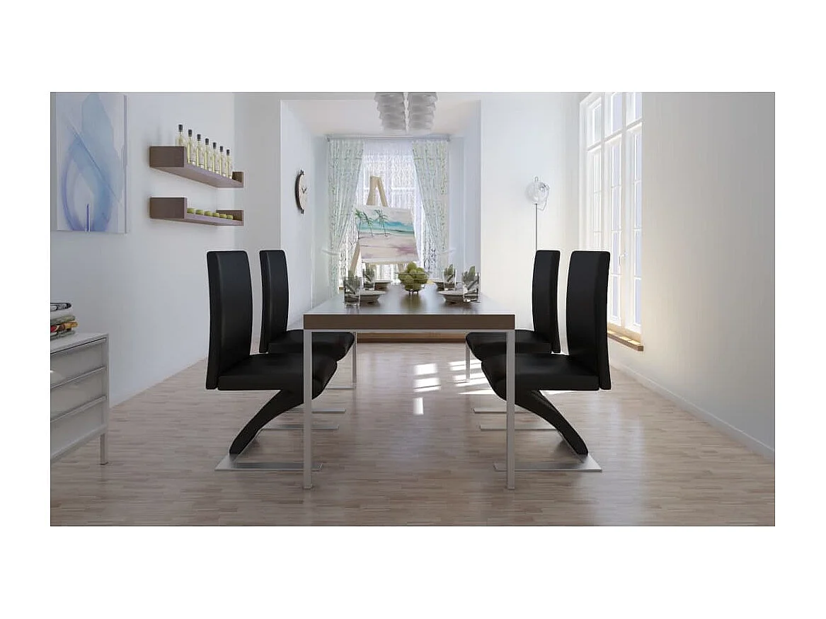 Cadeiras de jantar 4 pcs couro artificial preto