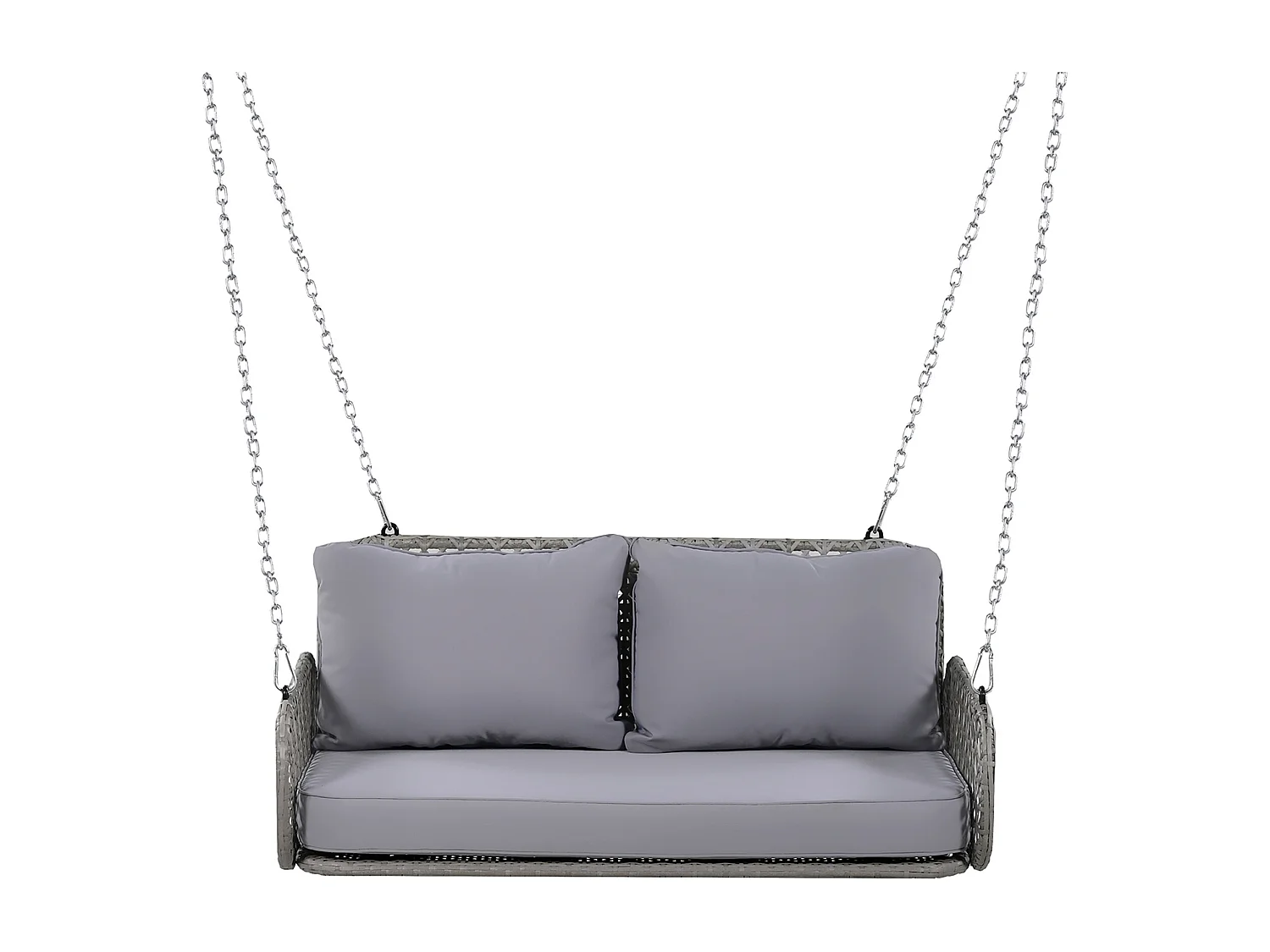 Balançoire suspendue d'extérieur avec coussin et 2 chaînes (240 cm/pièce), coussin amovible et lavable, gris