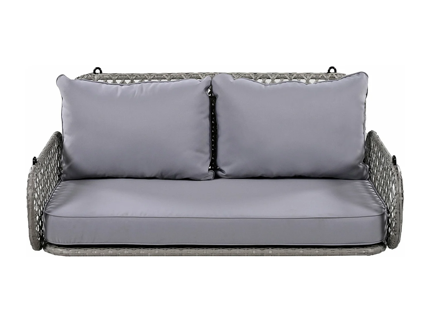 Balançoire suspendue d'extérieur avec coussin et 2 chaînes (240 cm/pièce), coussin amovible et lavable, gris