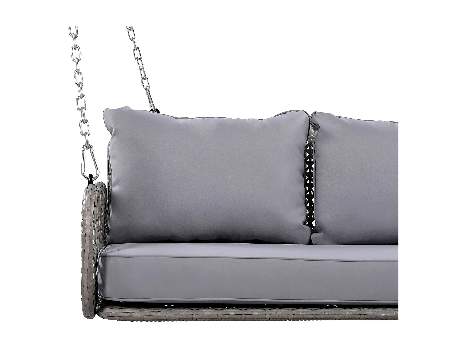 Balançoire suspendue d'extérieur avec coussin et 2 chaînes (240 cm/pièce), coussin amovible et lavable, gris