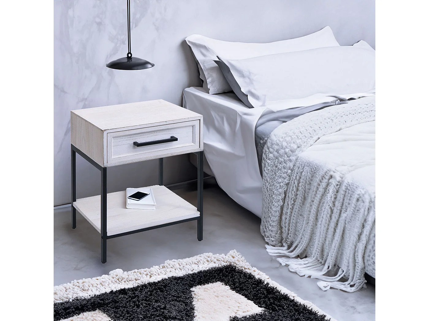 Table de chevet MCW-N91,  blanc