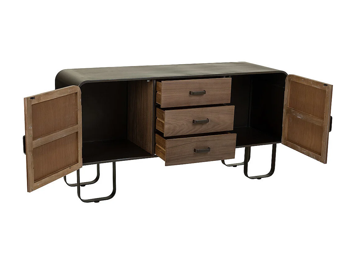 Aparador de madera y metal negro 145x47x76.5h cm