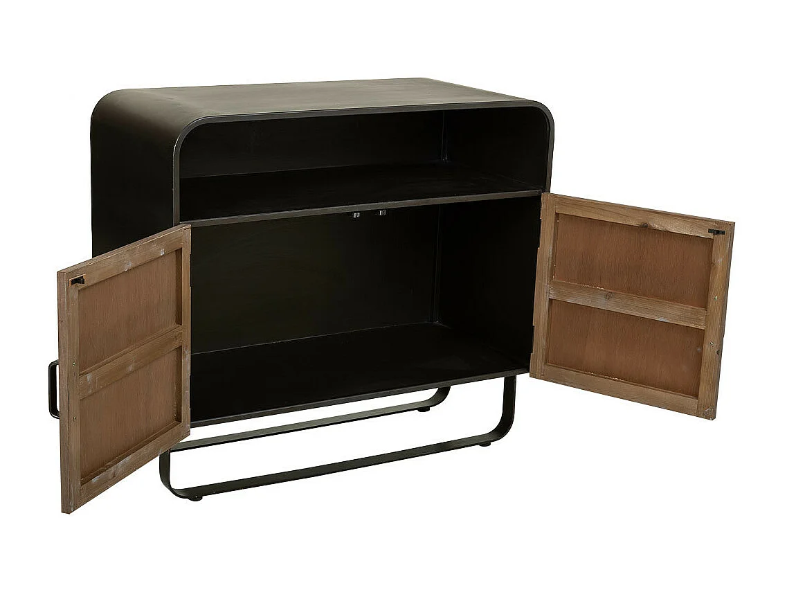 Buffet en bois noir et métal 90x44x80,5h cm