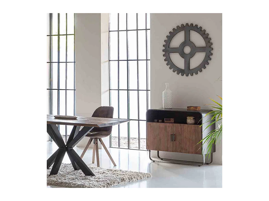 Aparador de madera y metal negro 90x44x80.5h cm