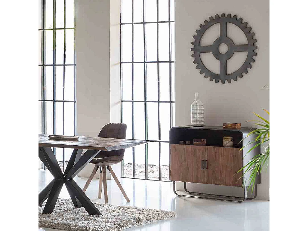 Credenza in legno e metallo nero 90x44x80,5h cm