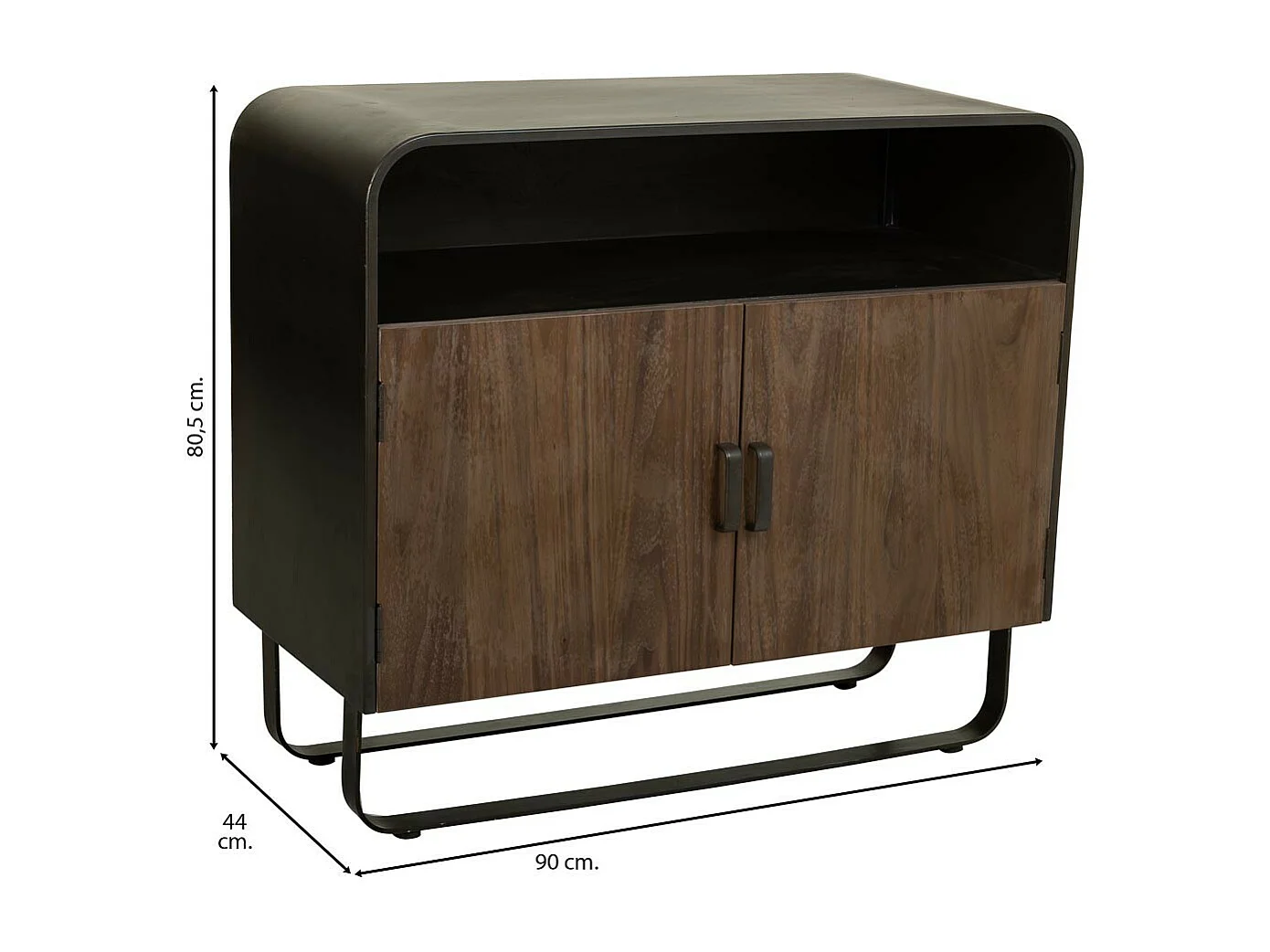 Credenza in legno e metallo nero 90x44x80,5h cm
