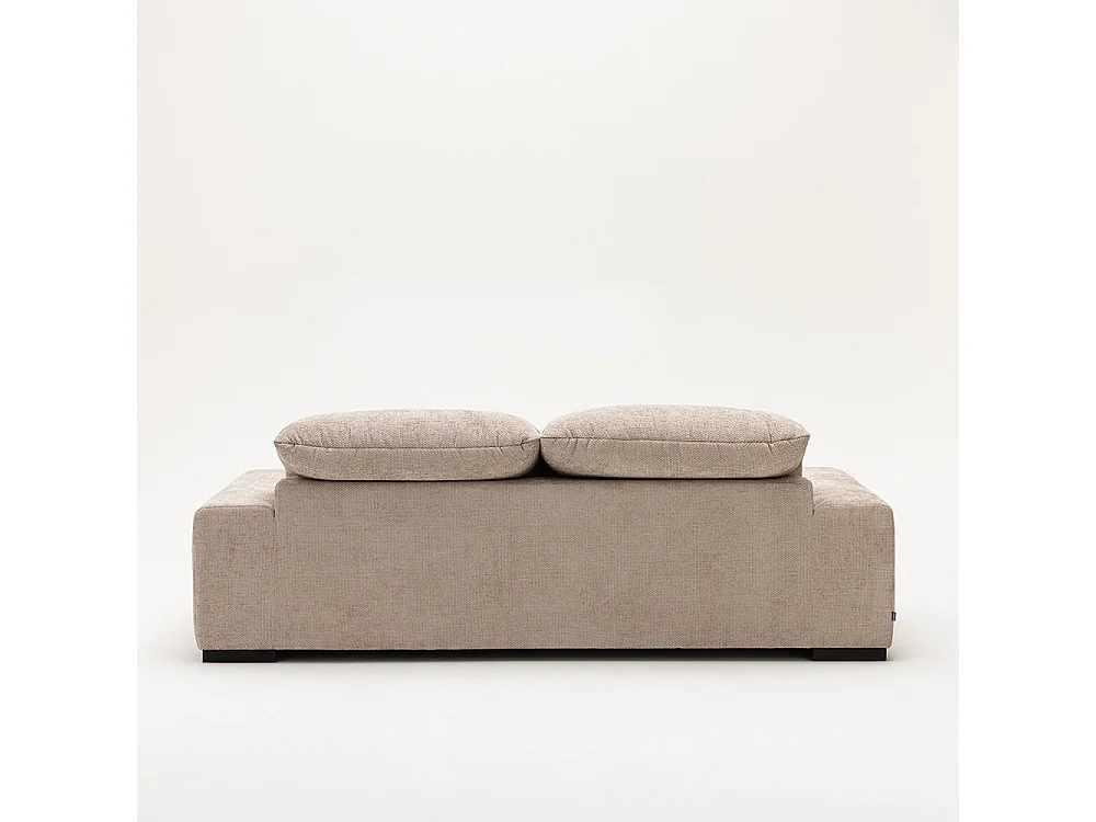 Sam - Canapé 3 places avec têtières réglables en tissu chenille - Écru