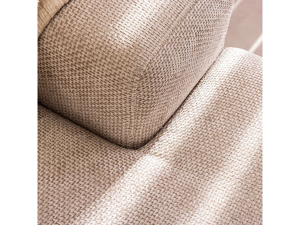 Sam - Canapé 3 places avec têtières réglables en tissu chenille - Écru