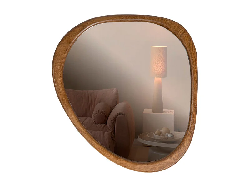 Leif - Miroir organique en bois  44x48cm - Bois foncé