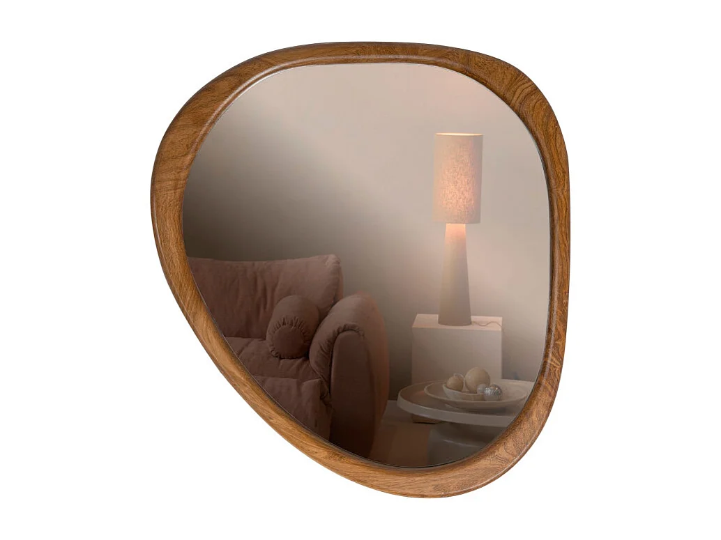 Leif - Miroir organique en bois  44x48cm - Bois foncé