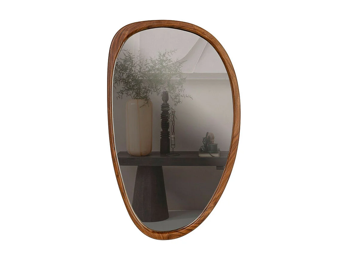 Leif - Miroir organique en bois 64x38cm - Bois foncé