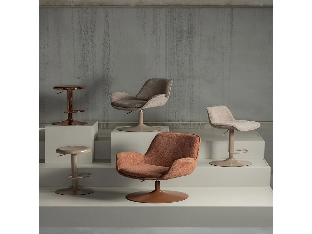 Isaac - Tabouret de bar réglable en métal H61-81cm - Beige