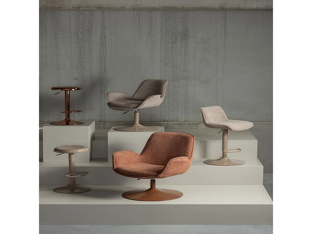 Marten - Tabouret de bar en tissu et métal H65cm - Beige