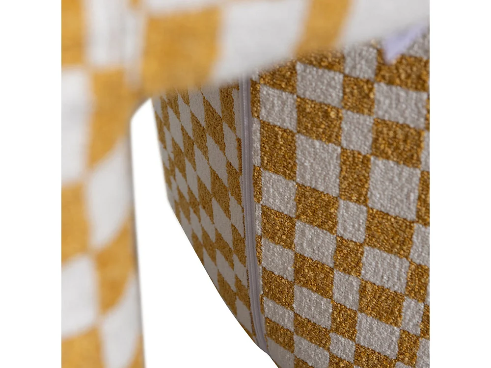 Charlie - Pouf damiers en tissu - Jaune