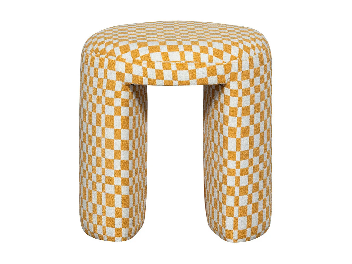Charlie - Pouf damiers en tissu - Jaune