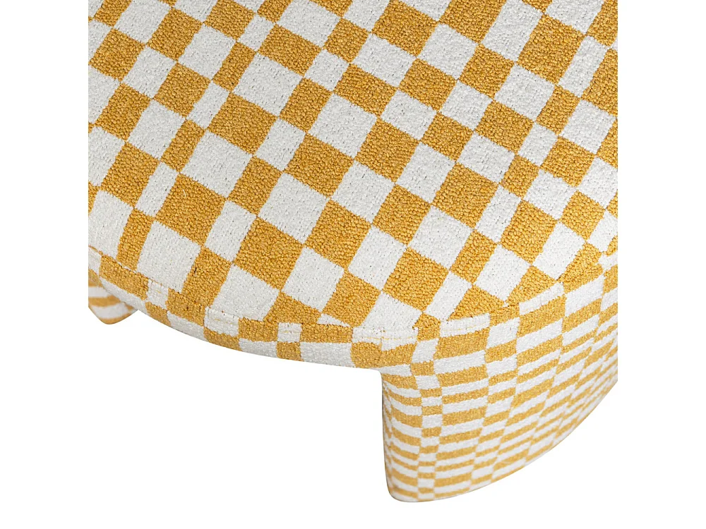 Charlie - Pouf damiers en tissu - Jaune