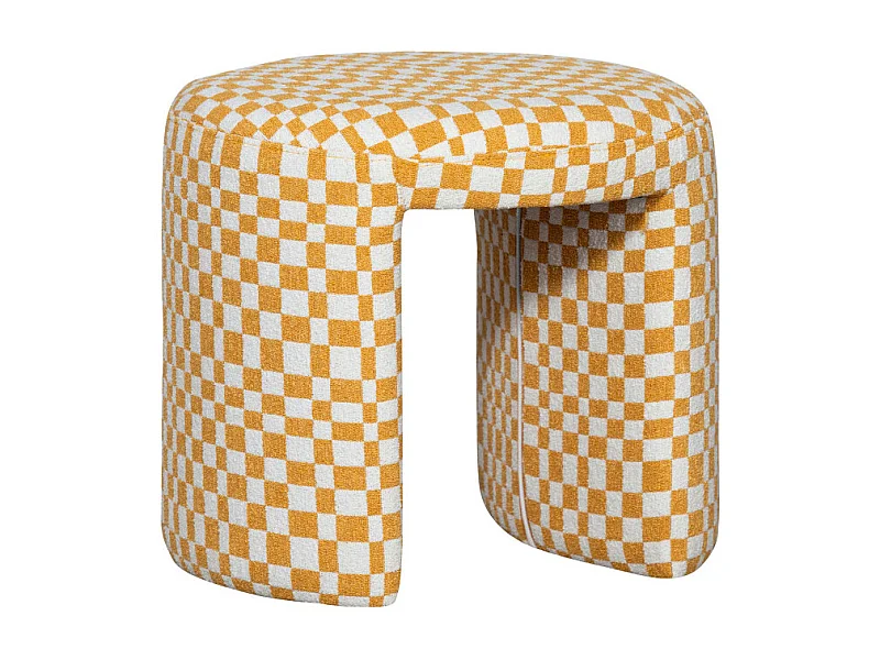 Charlie - Pouf damiers en tissu - Jaune