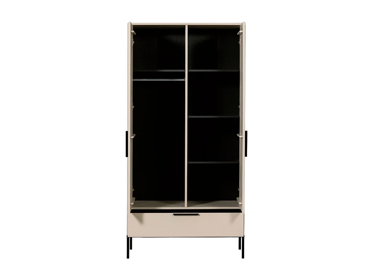 Adam - Armoire 2 portes 1 tiroir en bois - Beige