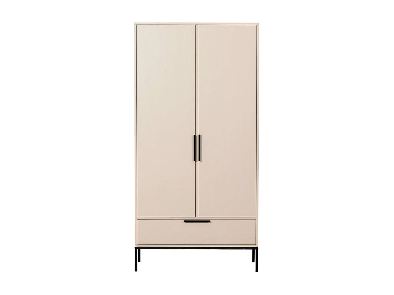 Adam - Armoire 2 portes 1 tiroir en bois - Beige